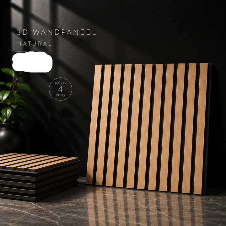 Akoestische wandpanelen Naturel Set 4 Stuks 60X30CM